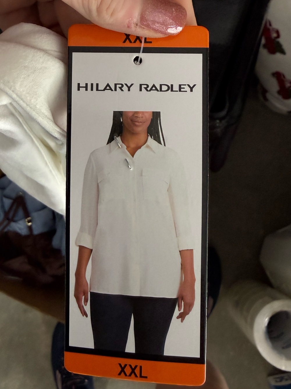 NWT Hilary Radley Women's Ivory Button-Front Long Sleeve Shirt XXL - Picture 5 of 6